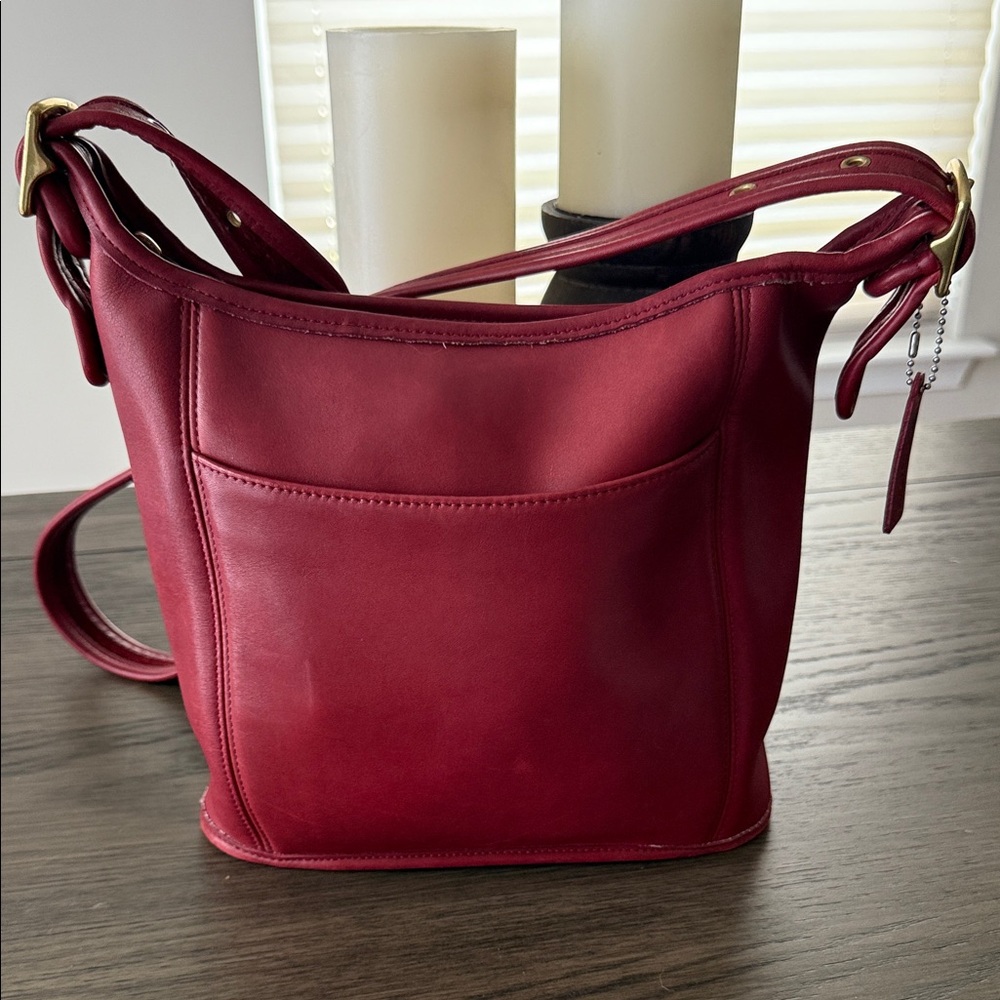 Vintage Coach Red Leather Shoulder Bag 2000